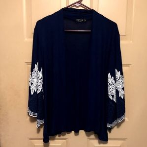 Ecla Women's Navy Blue Open Front Shirt